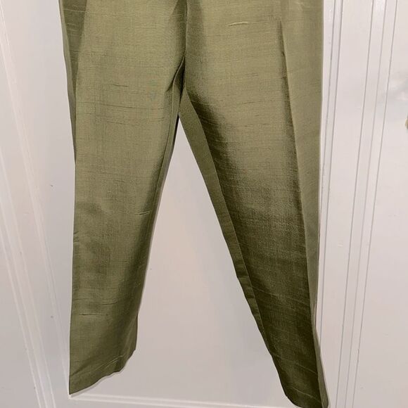 Vintage 60s Donkenny Shiny Olive Green High-Waisted Ankle/Cropped Pants - Picture 5 of 8